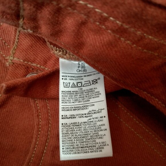 Old Navy Pants Girls Small 6 Baggy Wide Leg High Rise Rust Elastic Canvas READ - Picture 6 of 12